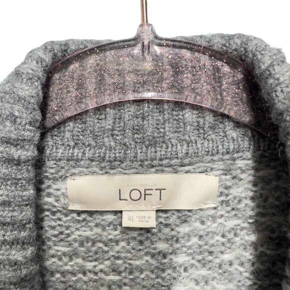 Loft Chunky Thick Knit Fuzzy Plush Sweater Cardigan Jacket Drapey Open Front - Picture 9 of 9